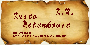Krsto Milenković vizit kartica